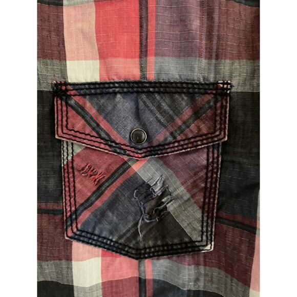 BKE Vintage Brand Men's Plaid‎ Western Shirt Size M Classic Pearl Snap Front - Picture 4 of 11